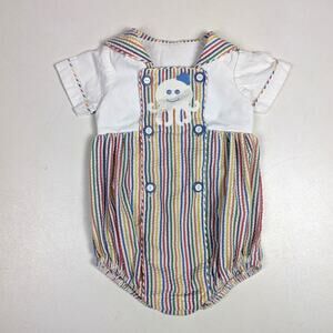 Beaux Et Belles Bubble Romper Boys 2 Rainbow Stripe Octopus Boutique Seersucker